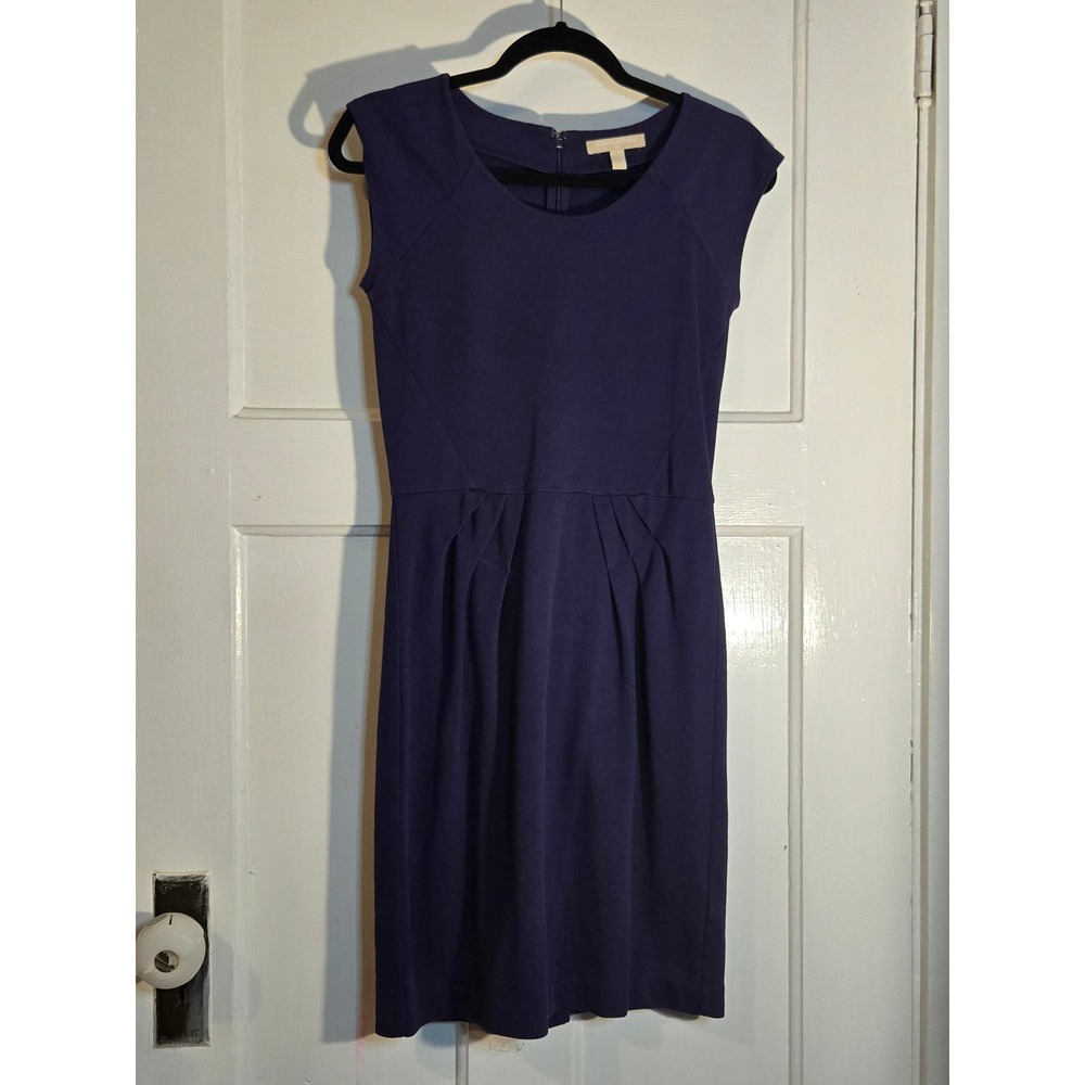 Banana Republic Purple Textured Pique Pleated Waist Sheath Dress Size 2